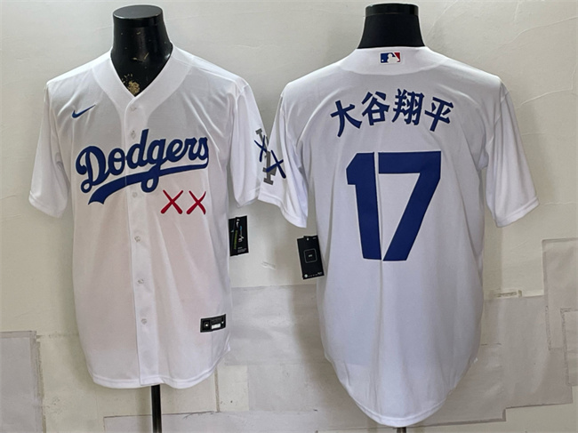 Men's Los Angeles Dodgers x KAWS #17 大谷翔平 White Vapor Premier Limited Stitched Baseball Jersey
